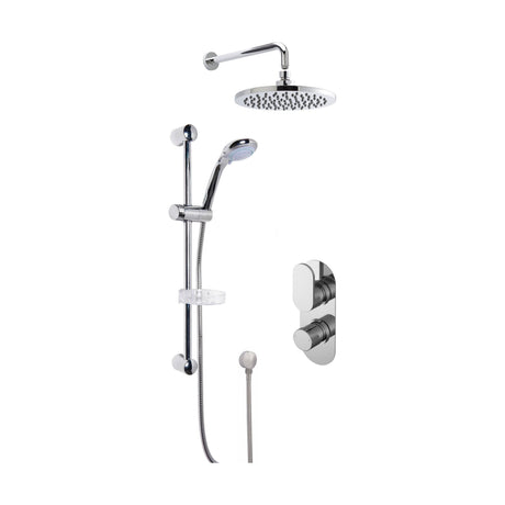 [BSBR21TW2] Current Concealed Round Twin Valve with Multi Function Slide Rail Kit, Arm & Head Shower Bundle - Chrome - Balterley - Cutout