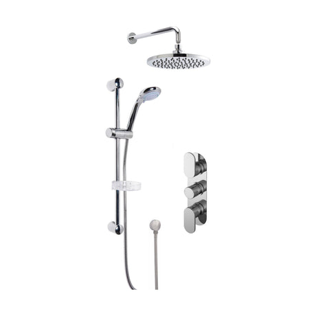 [BSBR22TR2] Current Concealed Round Triple Valve with Multi Function Slide Rail Kit, Arm & Head Shower Bundle - Chrome - Balterley - Cutout