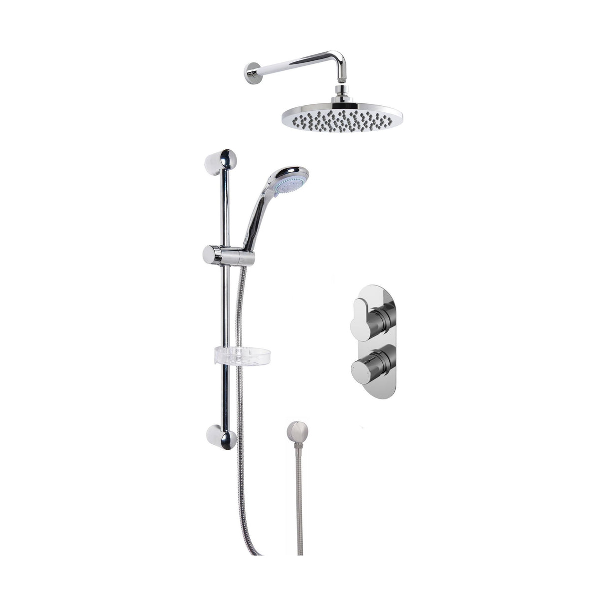 [BSBR23TW2] Pride Concealed Round Twin Valve with Multi Function Slide Rail Kit, Arm & Head Shower Bundle - Chrome - Balterley - Cutout