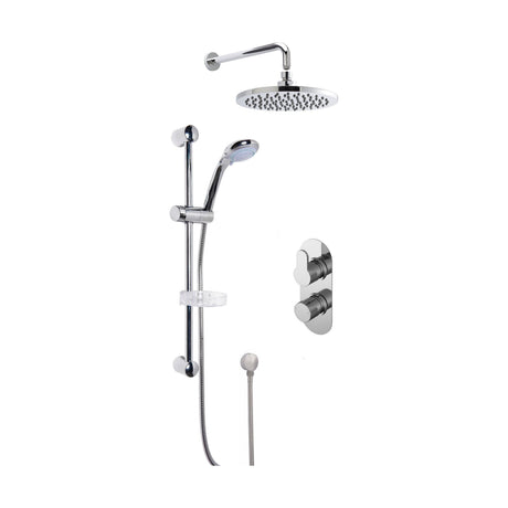 [BSBR23TW2] Pride Concealed Round Twin Valve with Multi Function Slide Rail Kit, Arm & Head Shower Bundle - Chrome - Balterley - Cutout