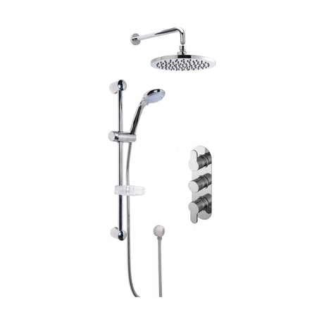 [BSBR24TR2] Pride Concealed Round Triple Valve with Multi Function Slide Rail Kit, Arm & Head Shower Bundle - Chrome - Balterley - Cutout