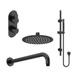 [BSBR46TW2] Balterley Pride Modern Round 2 Outlet Shower Valve, Head, Wall Arm and Slide Rail Handset Bundle - Black - Cutout
