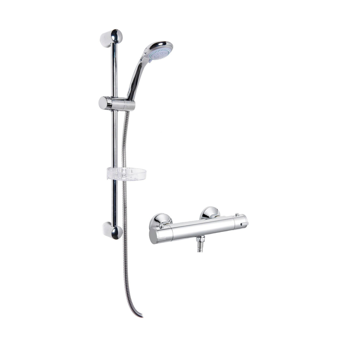 [BSBR61BV1] Round Thermostatic Bar Valve with Large Multi Function Handset Slide Rail Kit Shower Bundle - Chrome - Balterley - Cutout