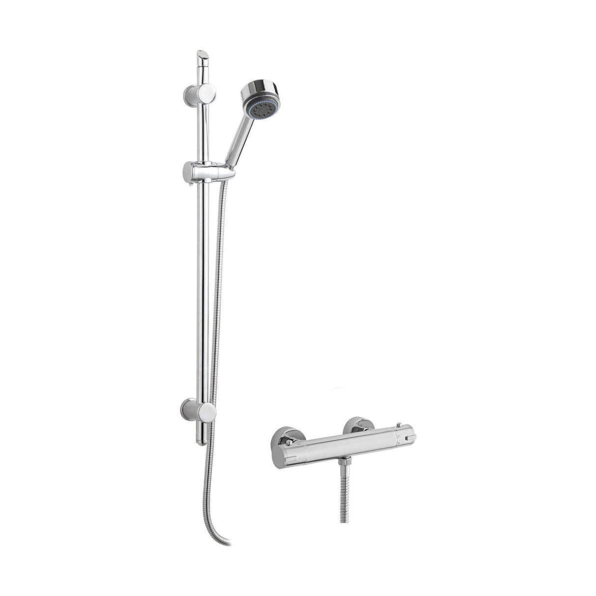 [BSBR63BV1] Minimalist Thermostatic Bar Valve with Multi Function Handset Brass Slide Rail Kit Shower Bundle - Chrome - Balterley - Cutout
