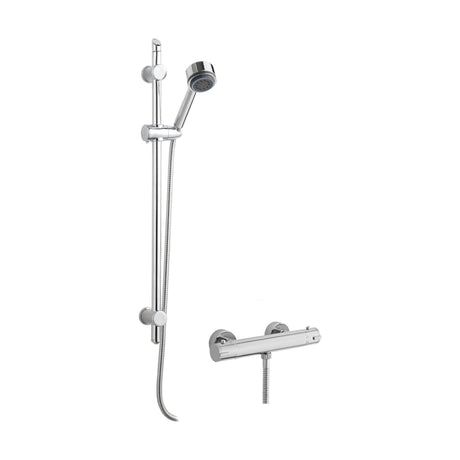 [BSBR63BV1] Minimalist Thermostatic Bar Valve with Multi Function Handset Brass Slide Rail Kit Shower Bundle - Chrome - Balterley - Cutout