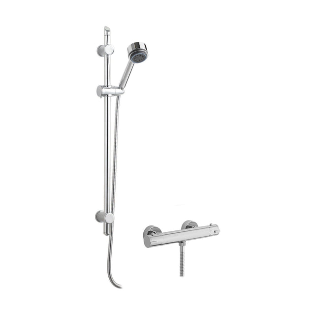 [BSBR63BV1] Minimalist Thermostatic Bar Valve with Multi Function Handset Brass Slide Rail Kit Shower Bundle - Chrome - Balterley - Cutout