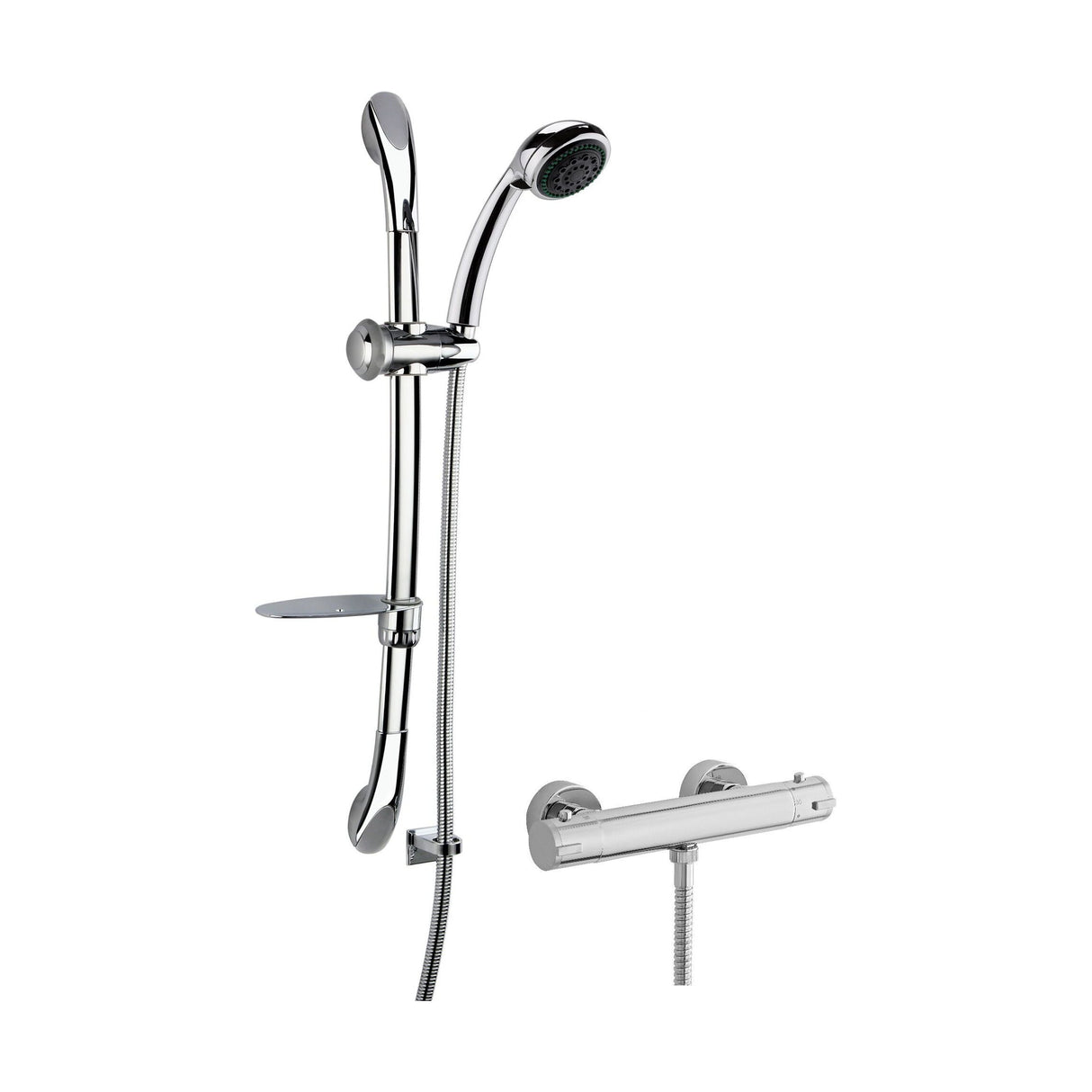 [BSBR64BV1] Round Thermostatic Minimalist Bar Valve with Luxury Slide Rail Kit Shower Bundle - Chrome - Balterley - Cutout