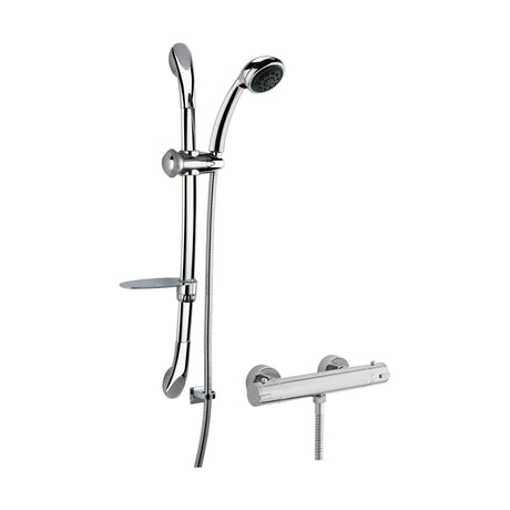 [BSBR64BV1] Round Thermostatic Minimalist Bar Valve with Luxury Slide Rail Kit Shower Bundle - Chrome - Balterley - Cutout