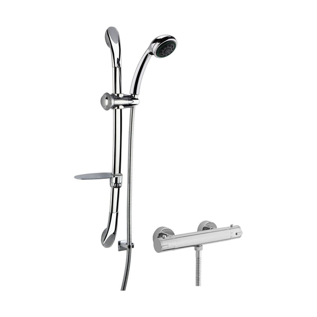 [BSBR64BV1] Round Thermostatic Minimalist Bar Valve with Luxury Slide Rail Kit Shower Bundle - Chrome - Balterley - Cutout