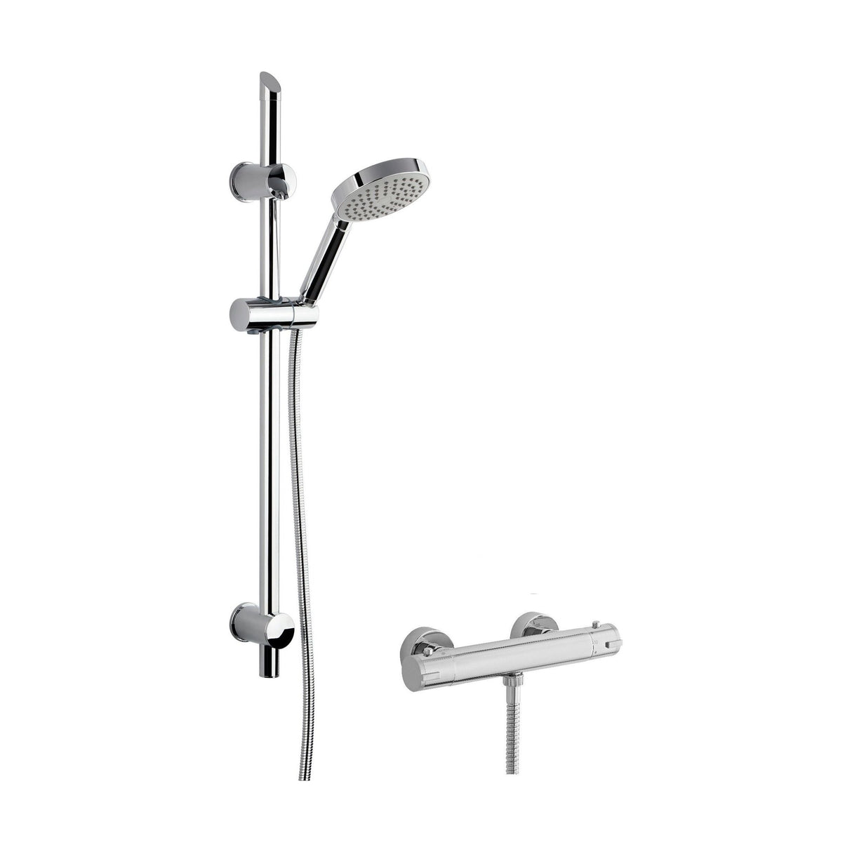 [BSBR65BV1] Round Thermostatic Minimalist Bar Valve and Water Saving Slide Rail Kit Shower Bundle - Chrome - Balterley - Cutout