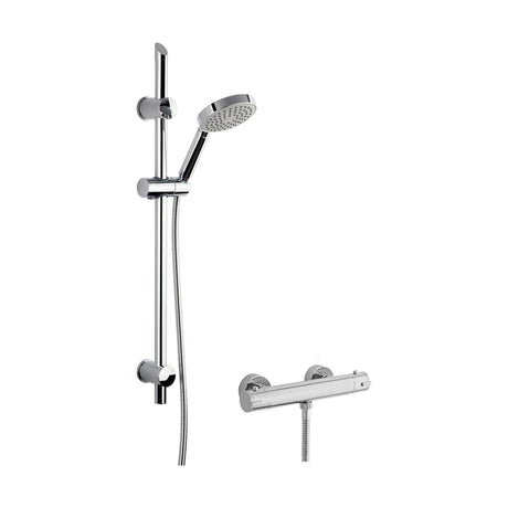 [BSBR65BV1] Round Thermostatic Minimalist Bar Valve and Water Saving Slide Rail Kit Shower Bundle - Chrome - Balterley - Cutout