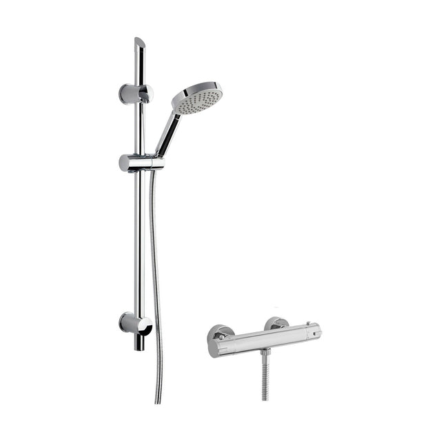 [BSBR65BV1] Round Thermostatic Minimalist Bar Valve and Water Saving Slide Rail Kit Shower Bundle - Chrome - Balterley - Cutout