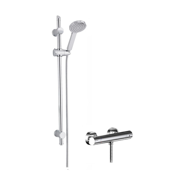 [BSBR67BV1] Current Thermostatic Minimalist Bar Valve and Water Saving Slide Rail Kit Shower Bundle - Chrome - Balterley - Cutout