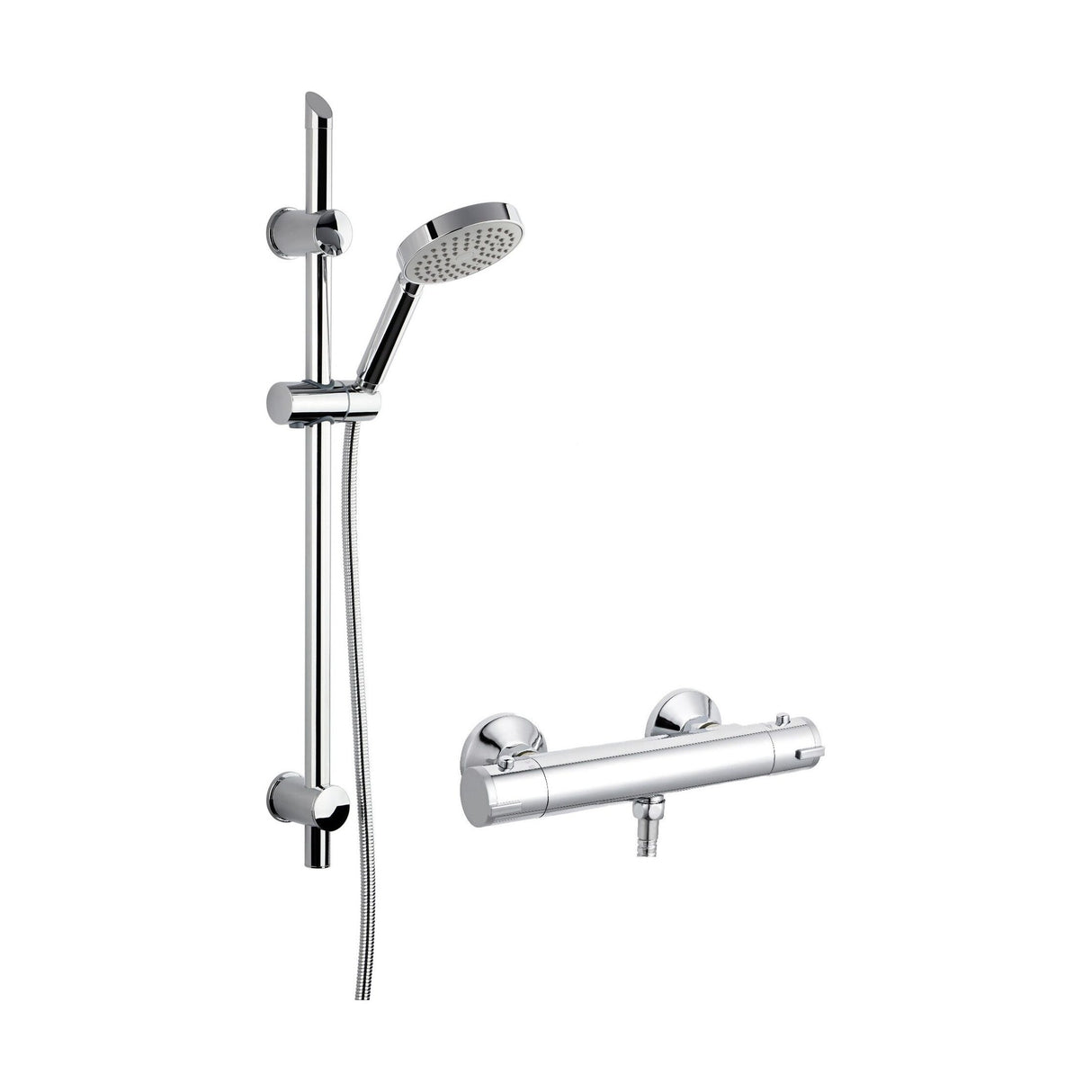[BSBR72BV1] Round Thermostatic Bar Valve with Water Saving Handset Slide Rail Kit Shower Bundle - Chrome -Balterley - Cutout
