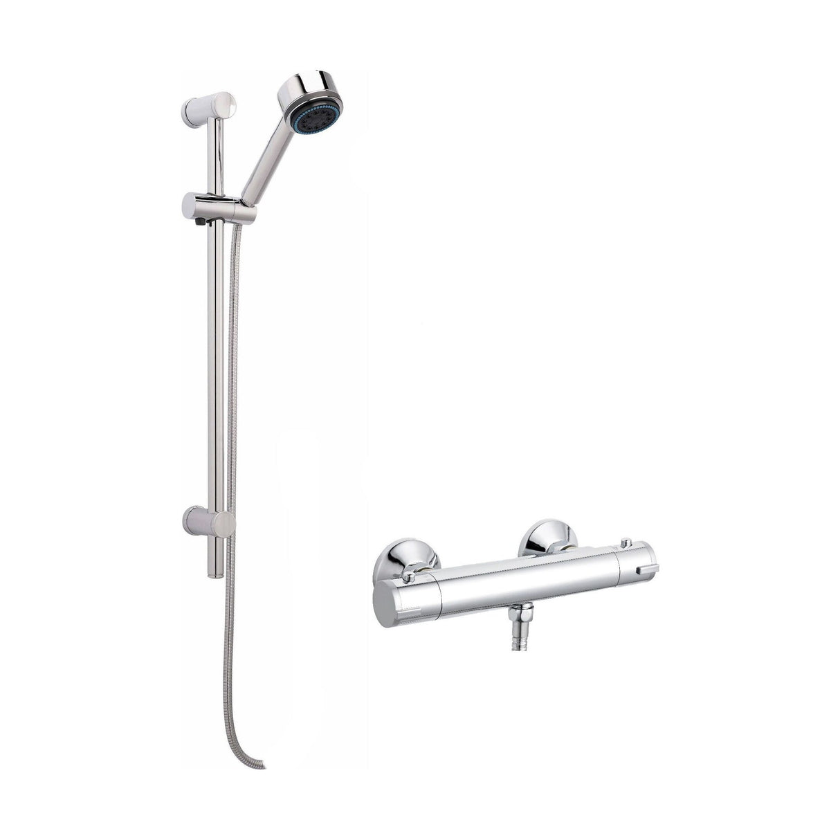 [BSBR73BV1] Round Thermostatic Bar Valve with Multi Function Handset Brass Slide Rail Kit Shower Bundle - Chrome - Balterley - Cutout