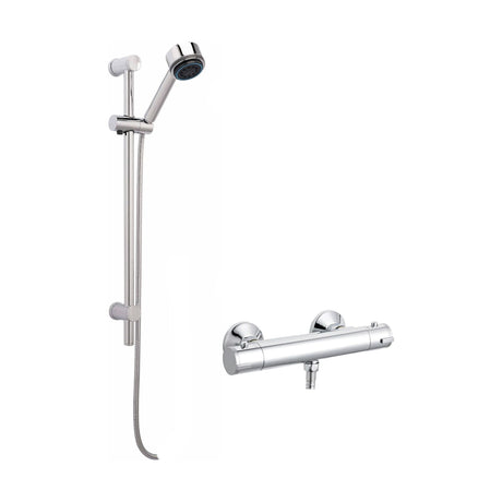 [BSBR73BV1] Round Thermostatic Bar Valve with Multi Function Handset Brass Slide Rail Kit Shower Bundle - Chrome - Balterley - Cutout