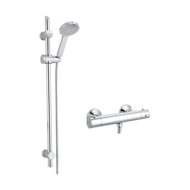 [BSBR75BV1] Round Thermostatic Minimalist Bar Valve and Water Saving Shower Slide Rail Kit Shower Bundle - Chrome - Balterley - Cutout