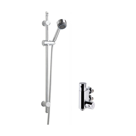 [BSBR76BV1] Round Thermostatic Vertical Bar Valve with Multi Function Handset Slide Rail Kit Shower Bundle - Chrome - Balterley - Cutout