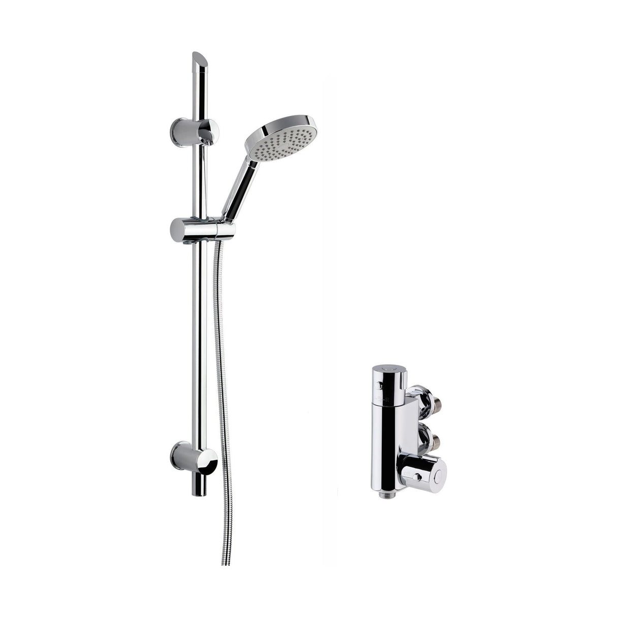 [BSBR77BV1] Round Thermostatic Vertical Bar Valve and Single Function Handset Slider Rail Kit Shower Bundle - Chrome - Balterley - Cutout