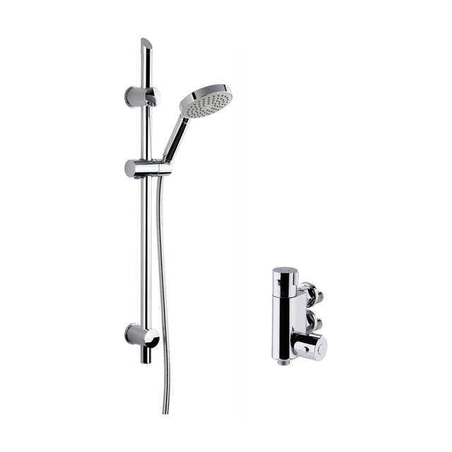 [BSBR77BV1] Round Thermostatic Vertical Bar Valve and Single Function Handset Slider Rail Kit Shower Bundle - Chrome - Balterley - Cutout