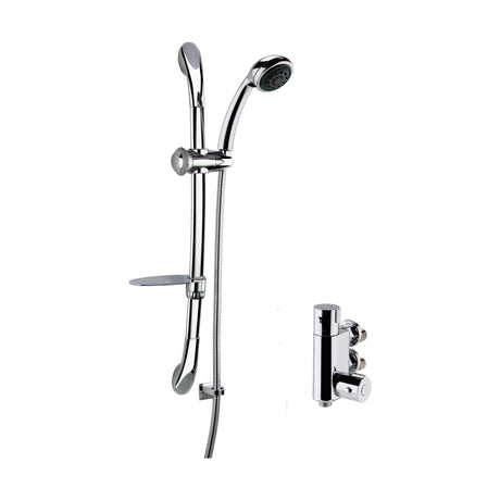 [BSBR79BV1] Round Thermostatic Vertical Bar Valve and Luxury Curved Slider Rail Kit Shower Bundle - Chrome - Balterley - Cutout