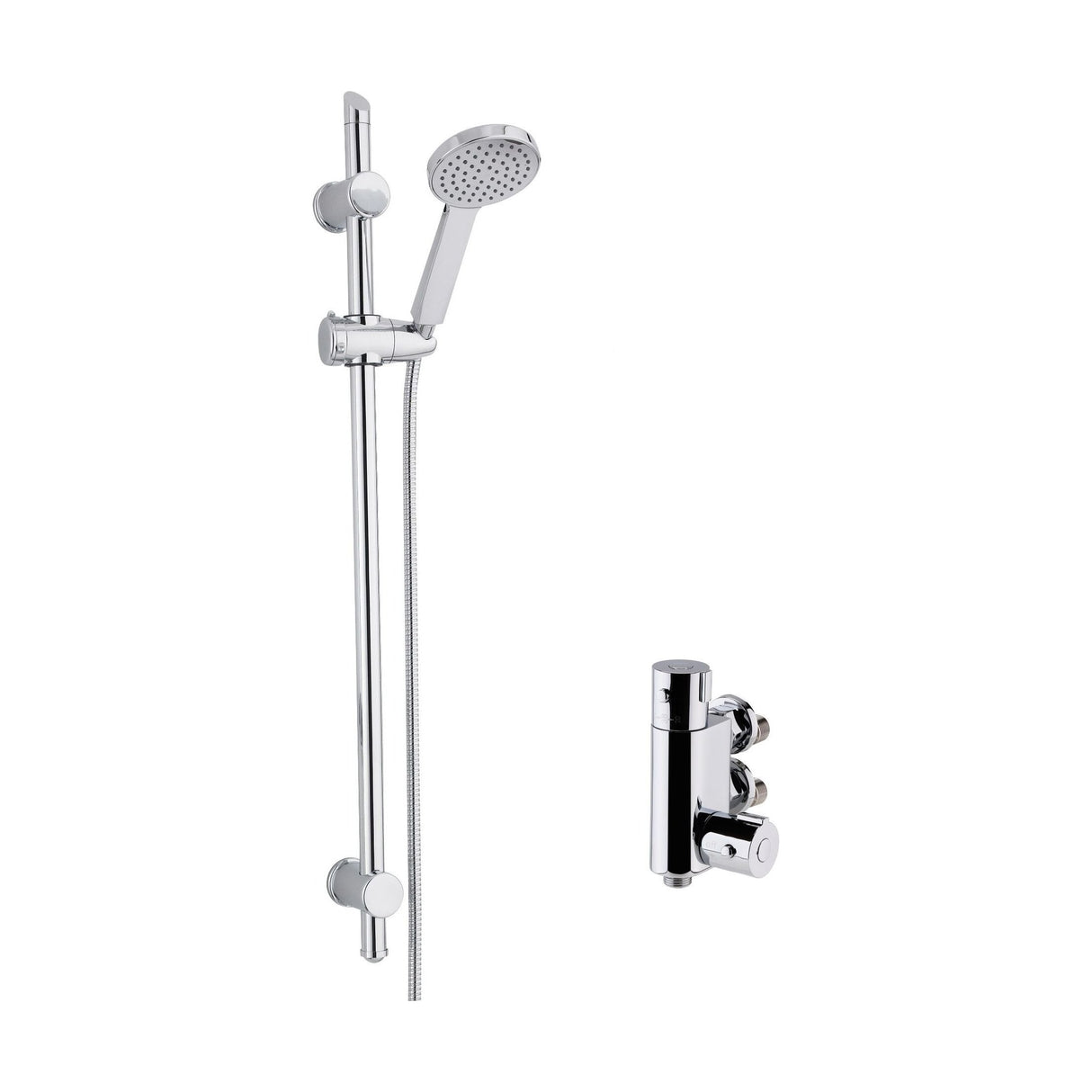 [BSBR80BV1] Round Thermostatic Vertical Bar Valve and Water Saving Handset Slider Rail Kit Shower Bundle - Chrome - Balterley - Cutout