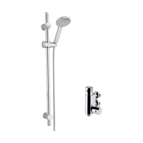 [BSBR80BV1] Round Thermostatic Vertical Bar Valve and Water Saving Handset Slider Rail Kit Shower Bundle - Chrome - Balterley - Cutout