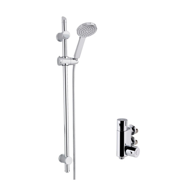 [BSBR80BV1] Round Thermostatic Vertical Bar Valve and Water Saving Handset Slider Rail Kit Shower Bundle - Chrome - Balterley - Cutout