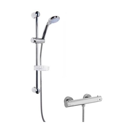 [BSBR81BV1] Round Thermostatic Minimalist Bar Valve and Multi Function Handset Slider Rail Kit Shower Bundle - Chrome - Balterley - Cutout