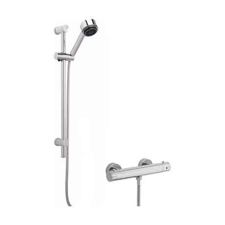 [BSBR82BV1] Round Thermostatic Minimalist Bar Valve and Brass Multi Function Handset Slider Rail Kit Shower Bundle - Chrome - Balterley - Cutout