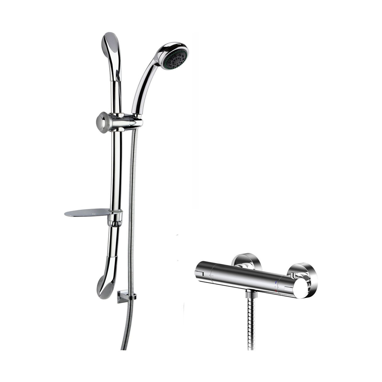 [BSBR84BV1] Current Round Thermostatic Bar Valve and Luxury Curved Slider Rail Kit Shower Bundle - Chrome - Balterley - Cutout