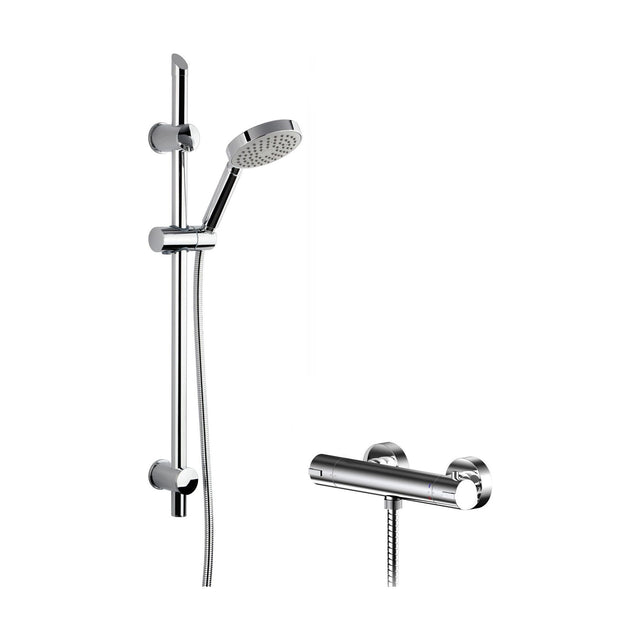 [BSBR85BV1] Current Round Thermostatic Bar Valve and Single Function Handset Slider Rail Kit Shower Bundle - Chrome - Balterley - Cutout