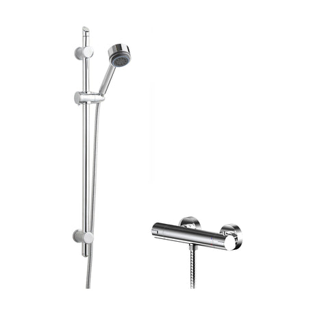 [BSBR86BV1] Current Round Thermostatic Bar Valve and Multi Function Handset Slider Rail Kit Shower Bundle - Chrome - Balterley - Cutout