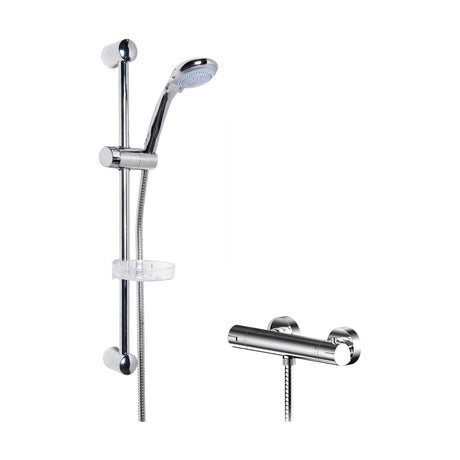 [BSBR87BV1] Current Round Thermostatic Bar Valve and Brass Multi Function Handset Slider Rail Kit Shower Bundle - Chrome - Balterley - Cutout