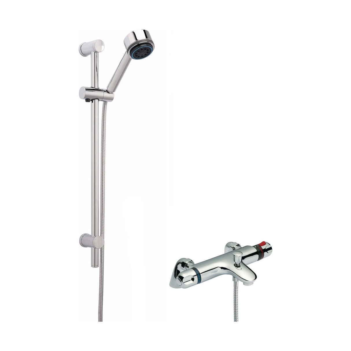 [BSBR88BV1] Thermostatic Bath Shower Mixer Tap & Multi Function Handset Slide Rail Kit Bundle - Chrome - Balterley - Cutout