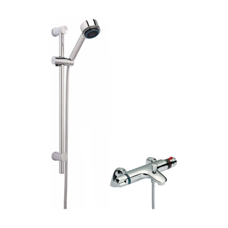 [BSBR88BV1] Thermostatic Bath Shower Mixer Tap & Multi Function Handset Slide Rail Kit Bundle - Chrome - Balterley - Cutout