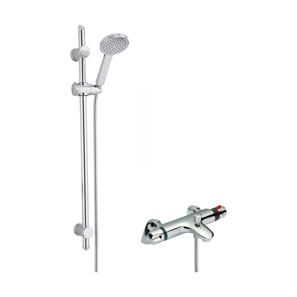 [BSBR89BV1] Thermostatic Bath Shower Mixer Tap & Water Saving Handset Slide Rail Kit Bundle - Chrome - Balterley - Cutout