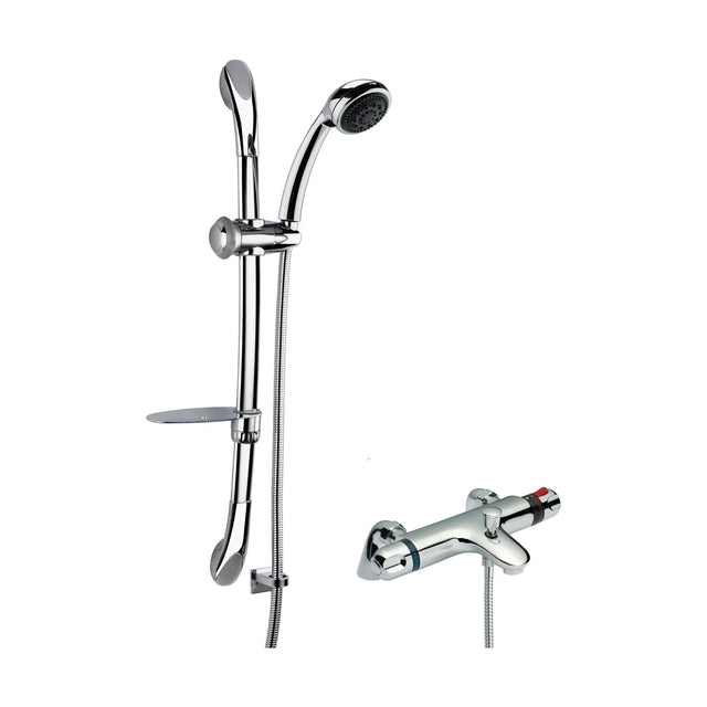 [BSBR90BV1] Thermostatic Bath Shower Mixer Tap & Luxury Curved Slide Rail Kit Bundle - Chrome - Balterley - Cutout