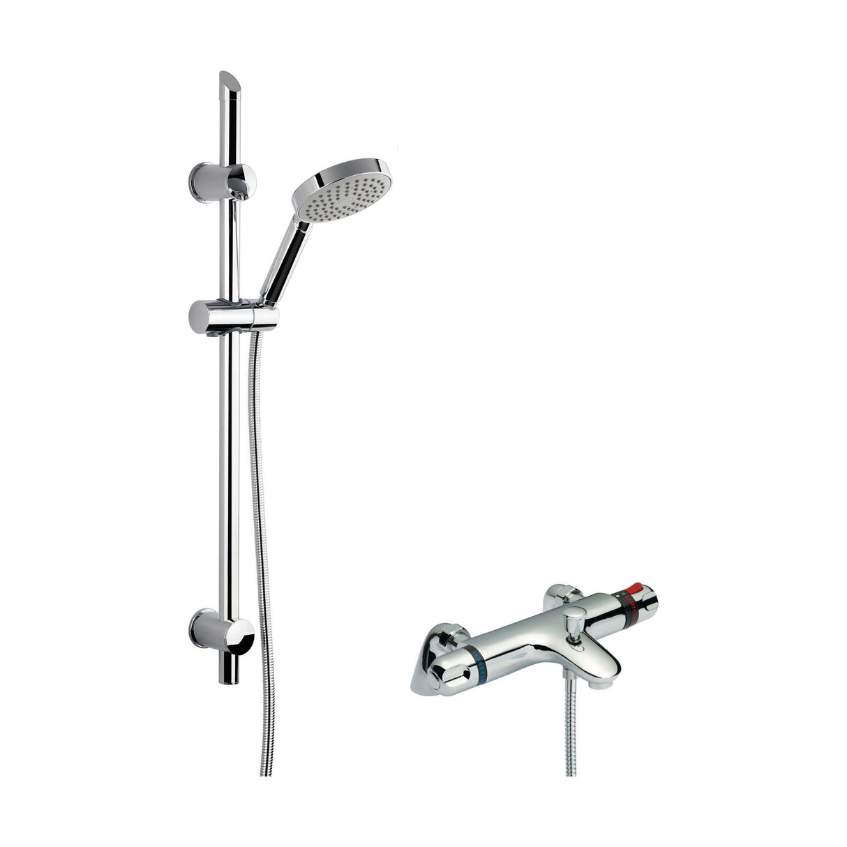 [BSBR91BV1] Thermostatic Bath Shower Mixer Tap & Single Function Handset Slide Rail Kit Bundle - Chrome - Balterley - Cutout