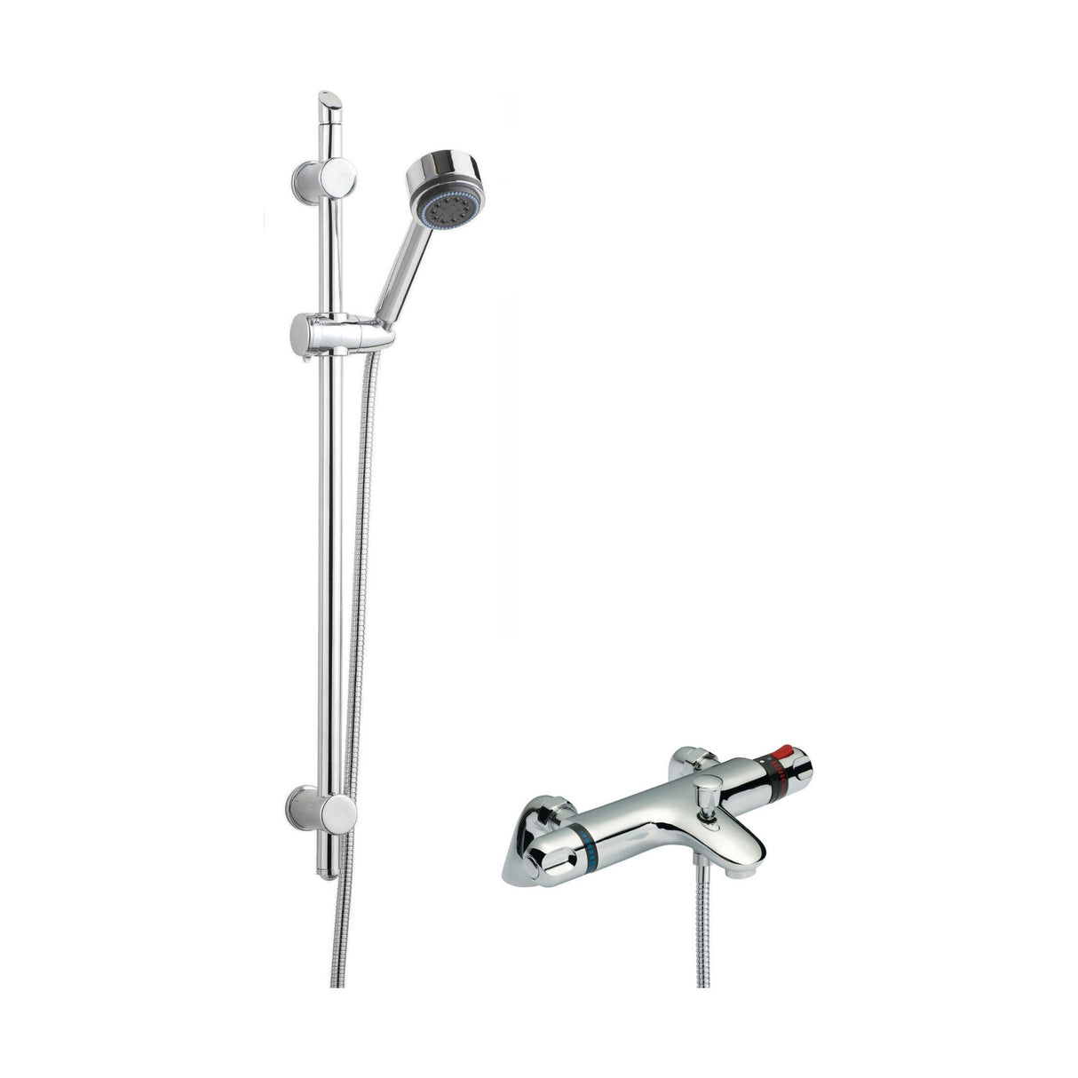 [BSBR92BV1] Thermostatic Bath Shower Mixer Tap & Round Multi Function Handset Slide Rail Kit Bundle - Chrome - Balterley - Cutout