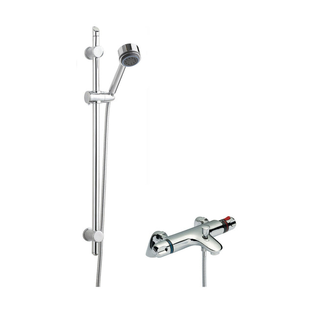 [BSBR92BV1] Thermostatic Bath Shower Mixer Tap & Round Multi Function Handset Slide Rail Kit Bundle - Chrome - Balterley - Cutout