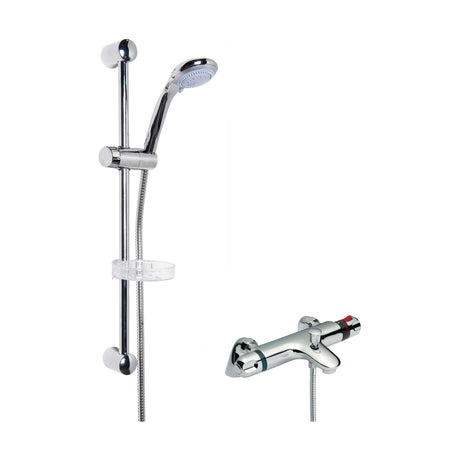 [BSBR93BV1] Thermostatic Bath Shower Mixer Tap & Multi Function Round Handset Slide Rail Kit Bundle - Chrome - Balterley - Cutout