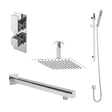 [BSBS06TW2] Balterley Empire Modern Square 2 Outlet Shower Valve, Head, Wall Arm and Slide Rail Handset Bundle - Chrome - Cutout