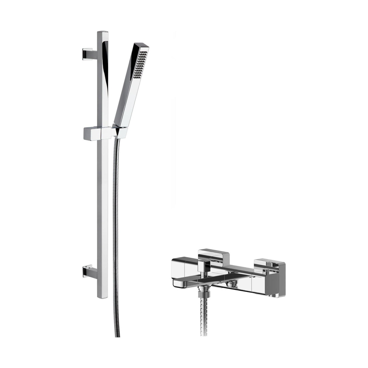 [BSBS107BV2] Empire Wall Mount Thermostatic Bath Shower Mixer Tap with Square Slide Rail Kit - Chrome - Balterley - Cutout