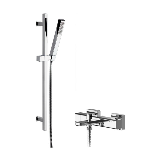 [BSBS107BV2] Empire Wall Mount Thermostatic Bath Shower Mixer Tap with Square Slide Rail Kit - Chrome - Balterley - Cutout