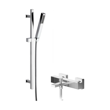 [BSBS109BV2] Ripple Wall Mount Thermostatic Bath Shower Mixer Tap with Square Slide Rail Kit - Chrome - Balterley - Cutout