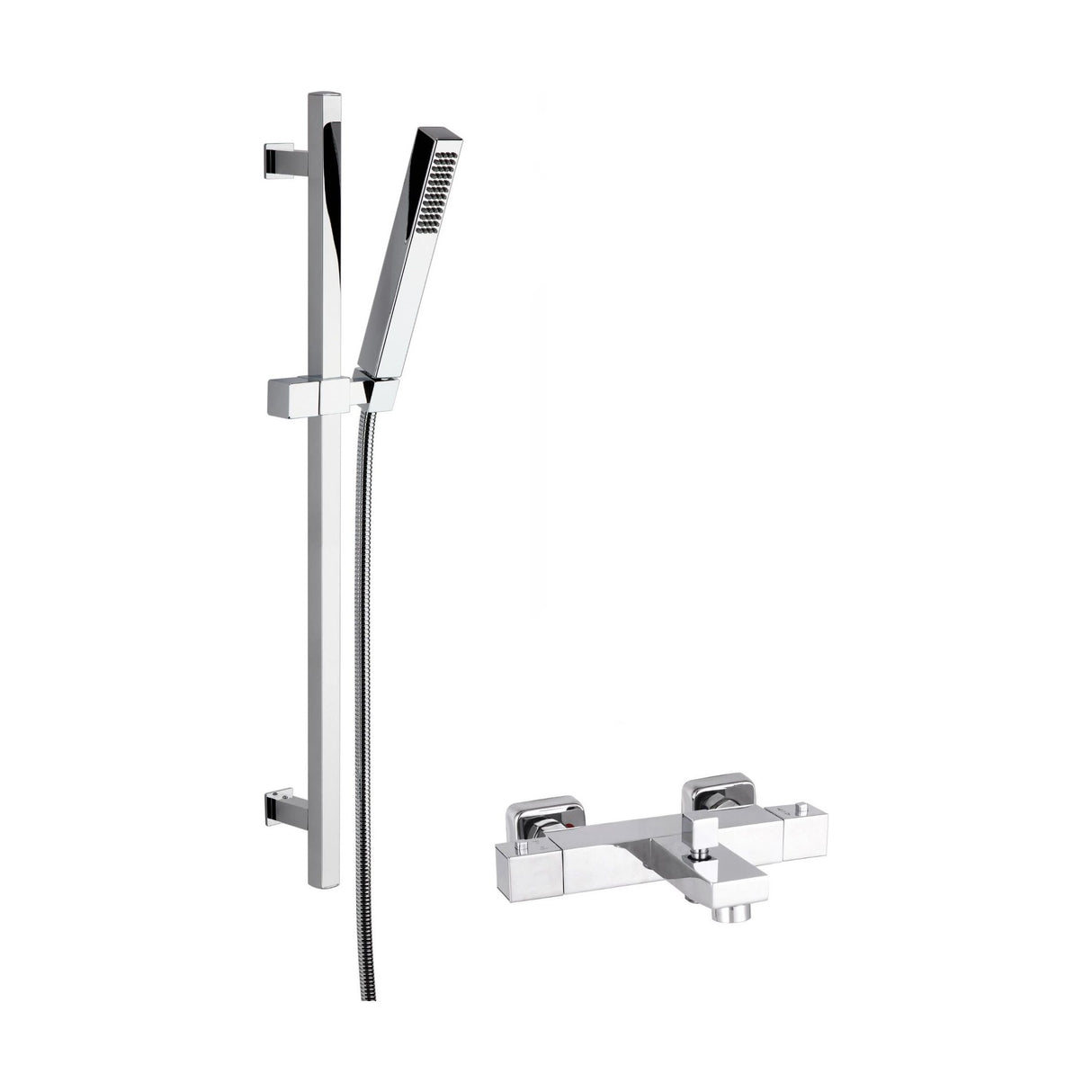 [BSBS111BV2] Square Wall Mount Thermostatic Bath Shower Mixer Tap with Square Slide Rail Kit - Chrome - Balterley - Cutout