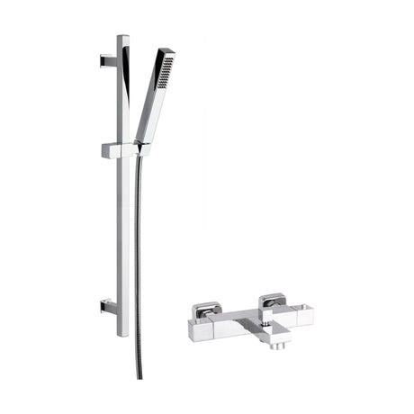 [BSBS111BV2] Square Wall Mount Thermostatic Bath Shower Mixer Tap with Square Slide Rail Kit - Chrome - Balterley - Cutout