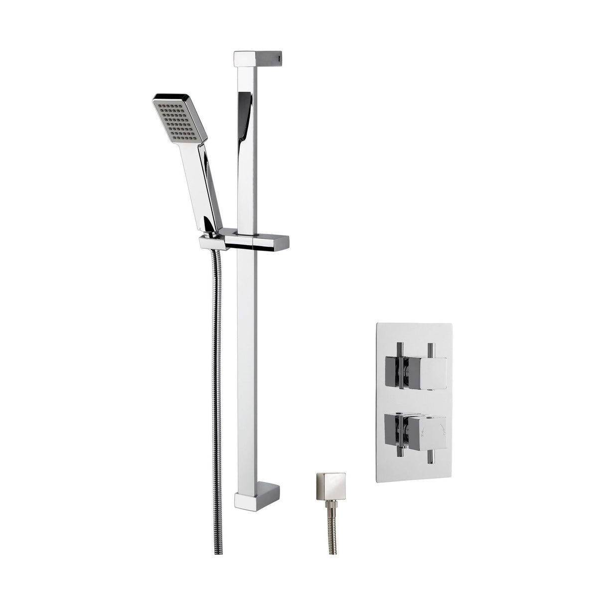 [BSBS29TW1] Concealed Square Twin Valve & Slide Rail Kit Shower Bundle Set - Chrome - Balterley - Cutout