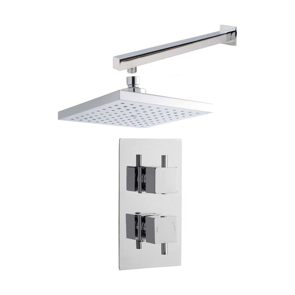 [BSBS30TW1] Concealed Square Twin Valve, Arm & Head Shower Bundle Set - Chrome - Balterley - Cutout